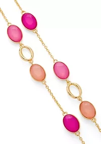 Long Gold Tone Station Necklace