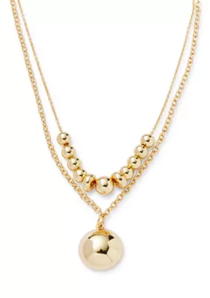 Round pendant Beaded Layered Necklace