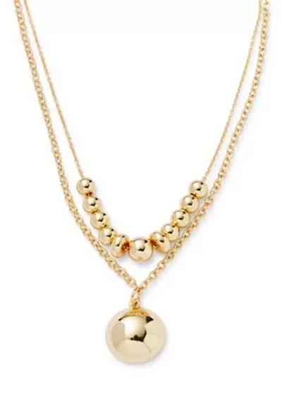 Round pendant Beaded Layered Necklace