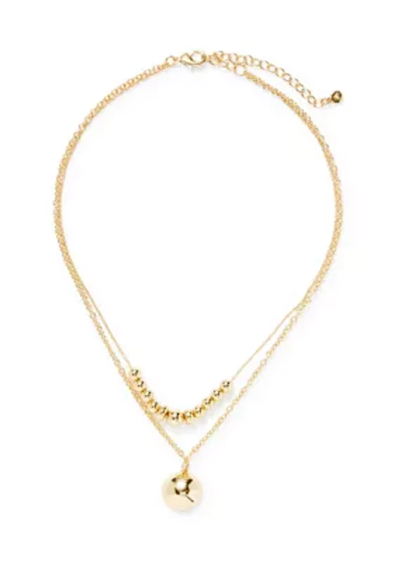 Round pendant Beaded Layered Necklace