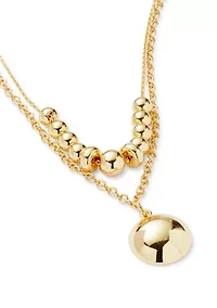 Round pendant Beaded Layered Necklace
