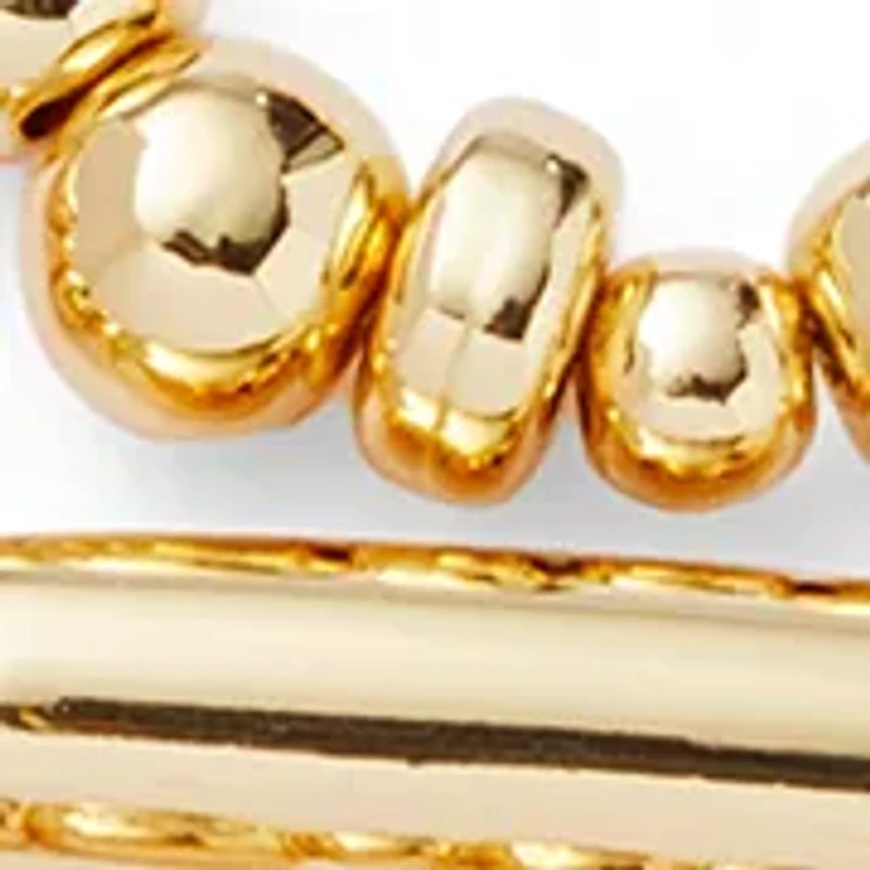 Puffed Long Bead Gold Tone Layed Necklace