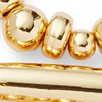 Puffed Long Bead Gold Tone Layed Necklace