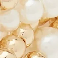 Gold Tone Set of 5 Pearl Stretch Bracelets 