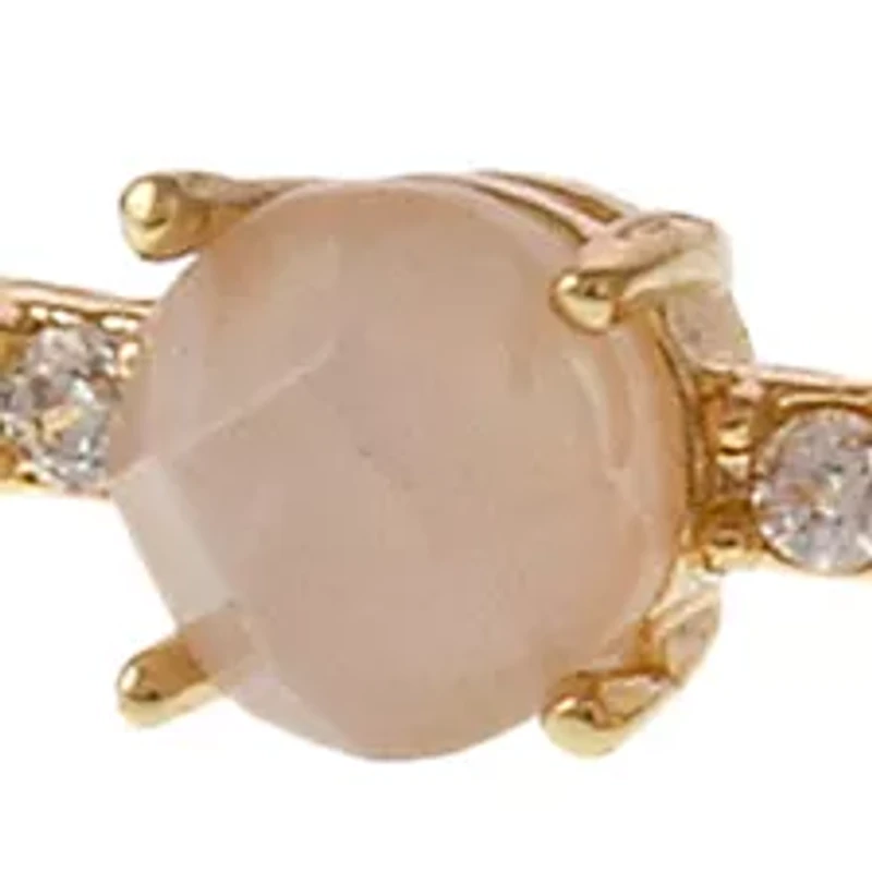 Gold Tone Fine Silver Plate Slider Bracelet with Rose Quartz Stones
