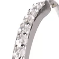 Sterling Silver Threader Hoop Earrings with Cubic Zirconia Stones