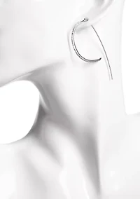 Sterling Silver Threader Hoop Earrings with Cubic Zirconia Stones