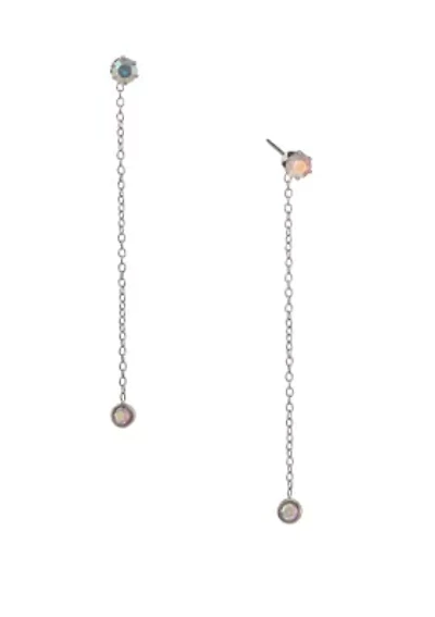 Sterling Silver Linear Chain Earrings with Cubic Zirconia Stones