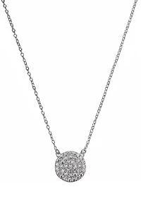Silverworks Sterling Silver Disc Pendant Necklace with Cubic Zirconia Stones