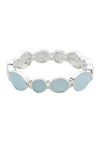 Silver Tone Inlay Stretch Bracelet
