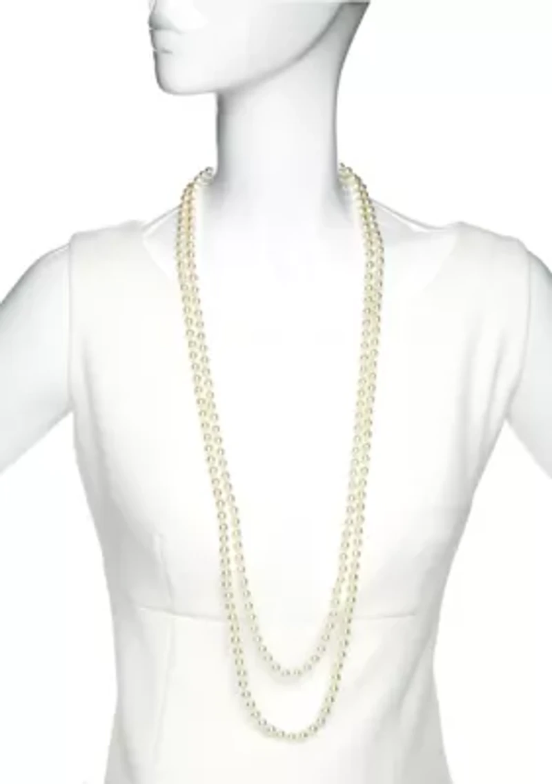 72 Inch White Pearl Necklace 