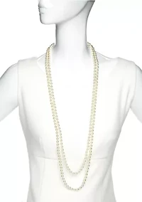 72 Inch White Pearl Necklace 
