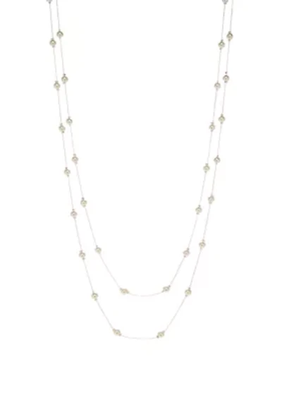 6 Millimeter White Pearl Long Chain Necklace 