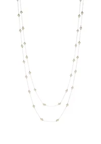 6 Millimeter White Pearl Long Chain Necklace 