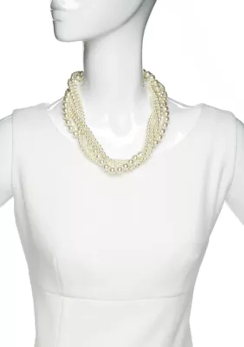 18 Inch Multi Strand Pearl Necklace 