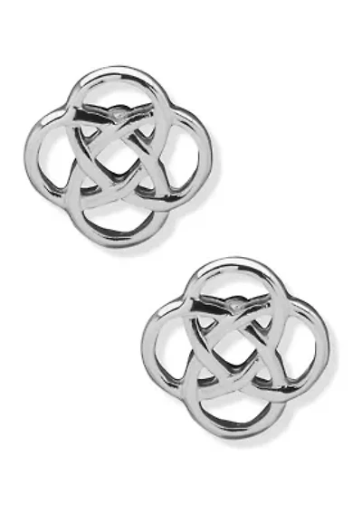 Silver Tone Twist Button Stud Earrings