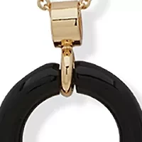 Gold Tone 16'' Black Circle Drop Multirow Necklace