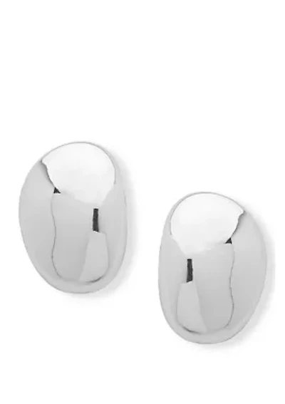 Silver Tone Nugget Stud Earrings