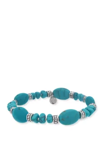 Silver Tone Chip Accent Bracelet