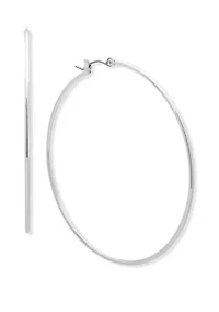 Silver-Tone 60 mm Click Top Hoop Earrings