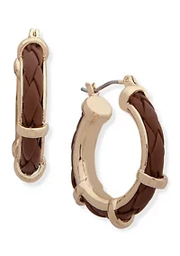 Gold Tone Brown Click-It Hoop Earrings