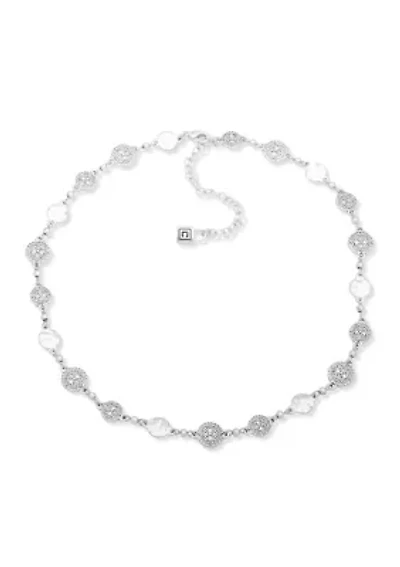 Silver Tone Worn Collar Necklace