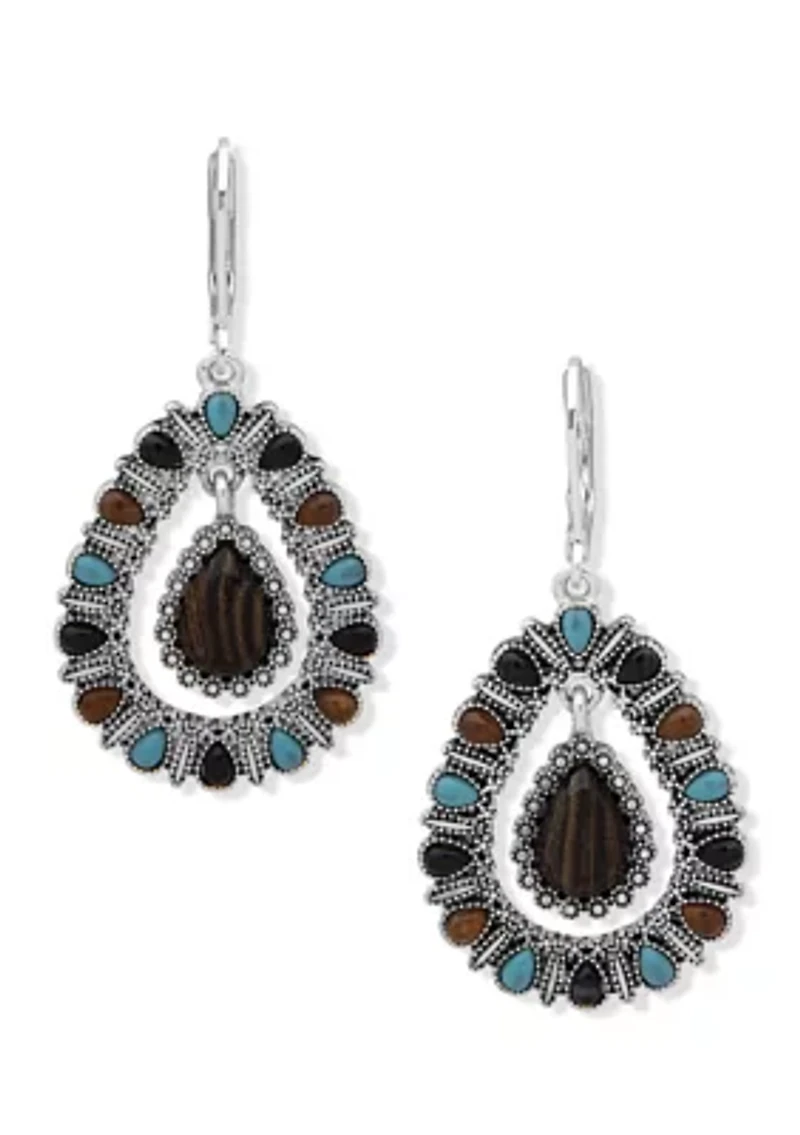 Silver Tone Orbital Drop Earrings 