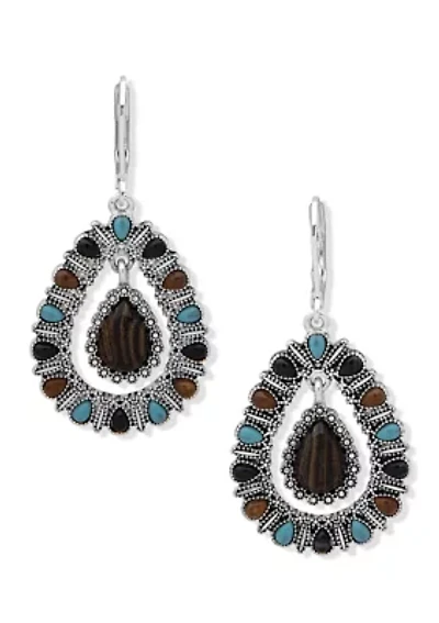 Silver Tone Orbital Drop Earrings 