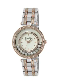 Two Tone Floating Crystal Bracelet Watch