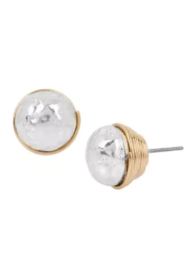 Sculptural Bead Wire Wrapped Stud Earrings