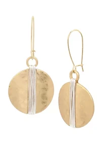 Two-Tone Wire Wrapped Circle Drop Earrings