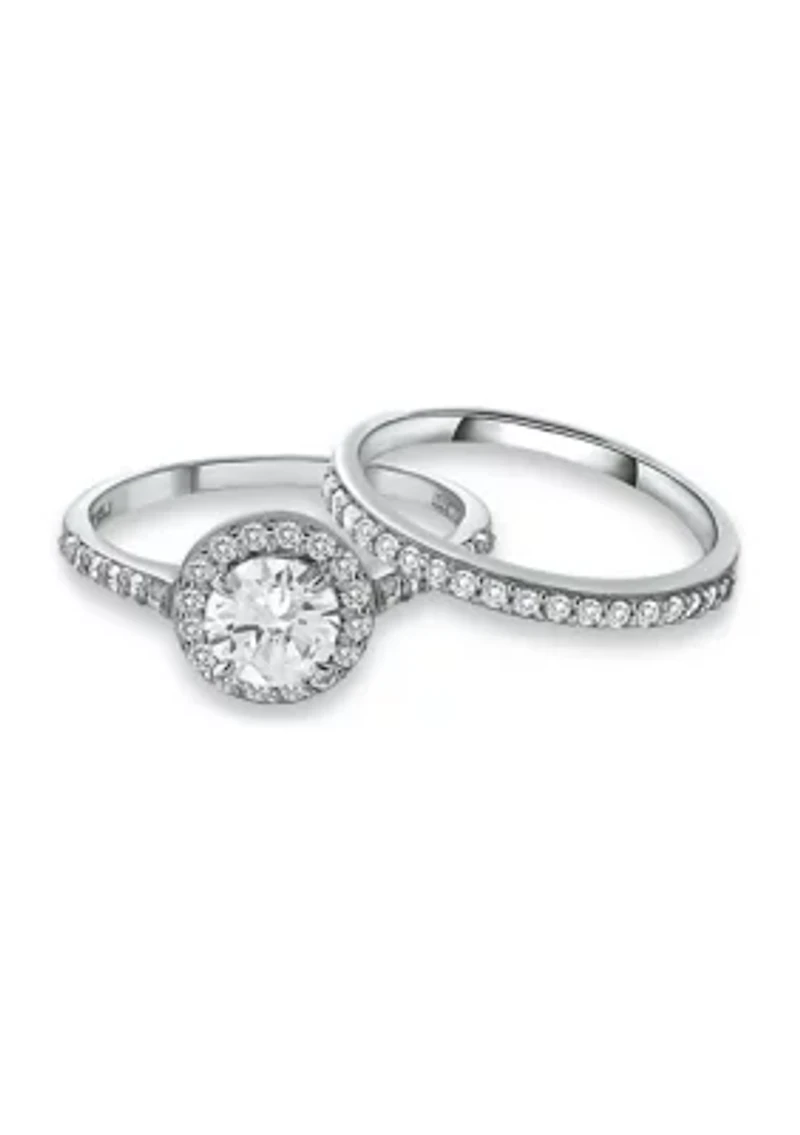 Sterling Silver 2 ct. t.w. Cubic Zirconia Engagement Ring with Wedding Band