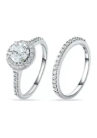 Sterling Silver 2 ct. t.w. Cubic Zirconia Engagement Ring with Wedding Band