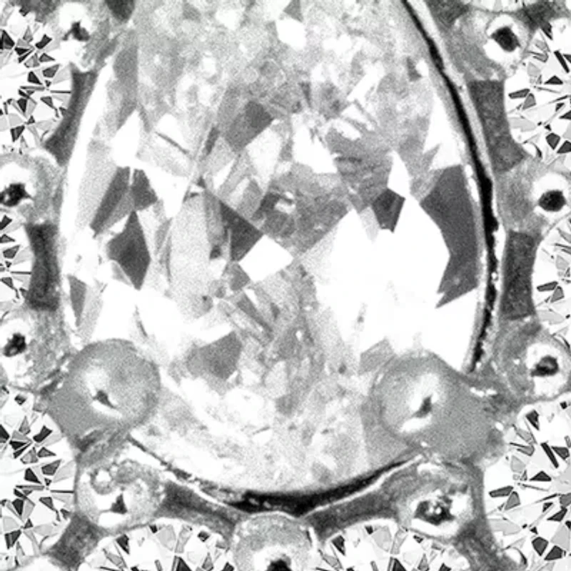 Sterling Silver Halo Frame Cubic Zirconia Stud Post Earrings