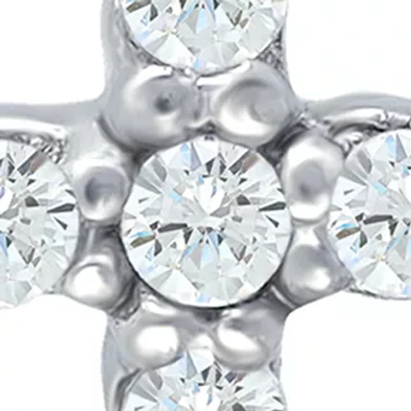 Sterling Silver Pavé Cubic Zirconia Cross Huggie Hoop Earrings