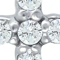 Sterling Silver Pavé Cubic Zirconia Cross Huggie Hoop Earrings