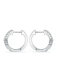Sterling Silver Pavé Cubic Zirconia Cross Huggie Hoop Earrings