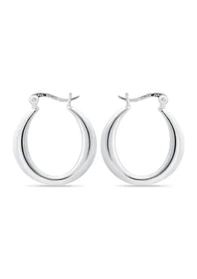 Sterling Silver Graduated Polished Click Top Hoop Earrings