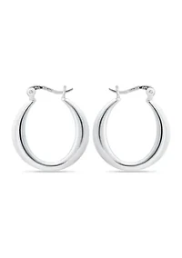 Sterling Silver Graduated Polished Click Top Hoop Earrings