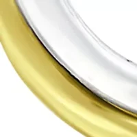 18K Gold over Silver and Sterling Silver 2 Tone Oval 2 Row Click Top Hoop Earrings
