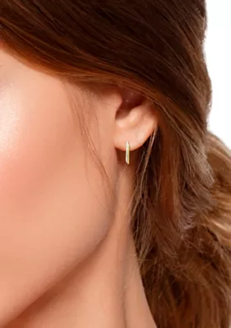 18K Gold over Silver and Sterling Silver 2 Tone Oval 2 Row Click Top Hoop Earrings