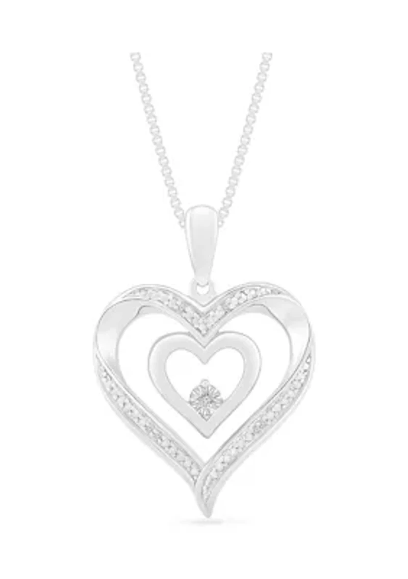 1/10 ct. t.w. Diamond Sterling Silver Heart Pendant Necklace