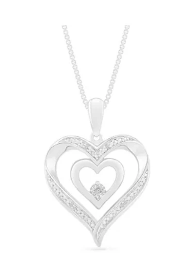 1/10 ct. t.w. Diamond  Sterling Silver Heart Pendant Necklace 