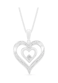 1/10 ct. t.w. Diamond  Sterling Silver Heart Pendant Necklace 