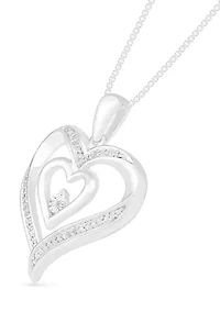  1/10 ct. t.w. Diamond  Sterling Silver Heart Pendant Necklace 