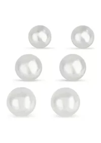 Graduated Polished Ball Stud 3 Pair Earring Set in Sterling Silver