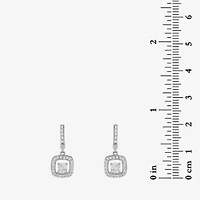 Lab Created Sterling Silver 4mm Cushion White Cubic Zirconia Drop Pendant and Earring Set