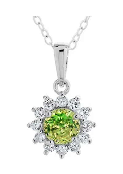 Vibrant Green CZ Pendant in Sterling Silver