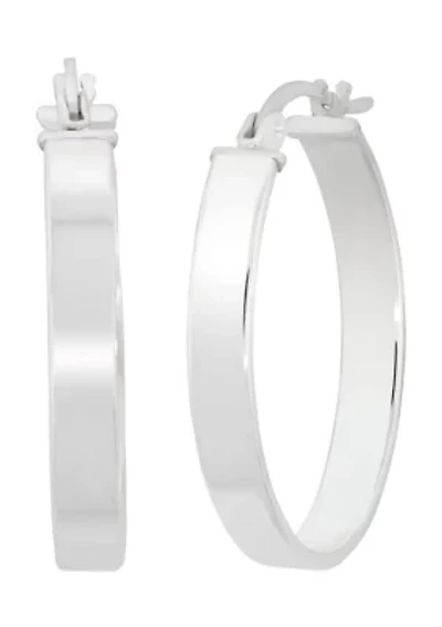 Oval Flat Tube Click Top Earrings in Sterling Silver