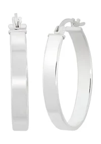 Oval Flat Tube Click Top Earrings in Sterling Silver